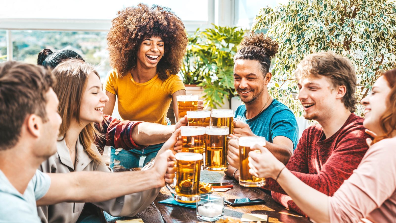 group of friends at brewery