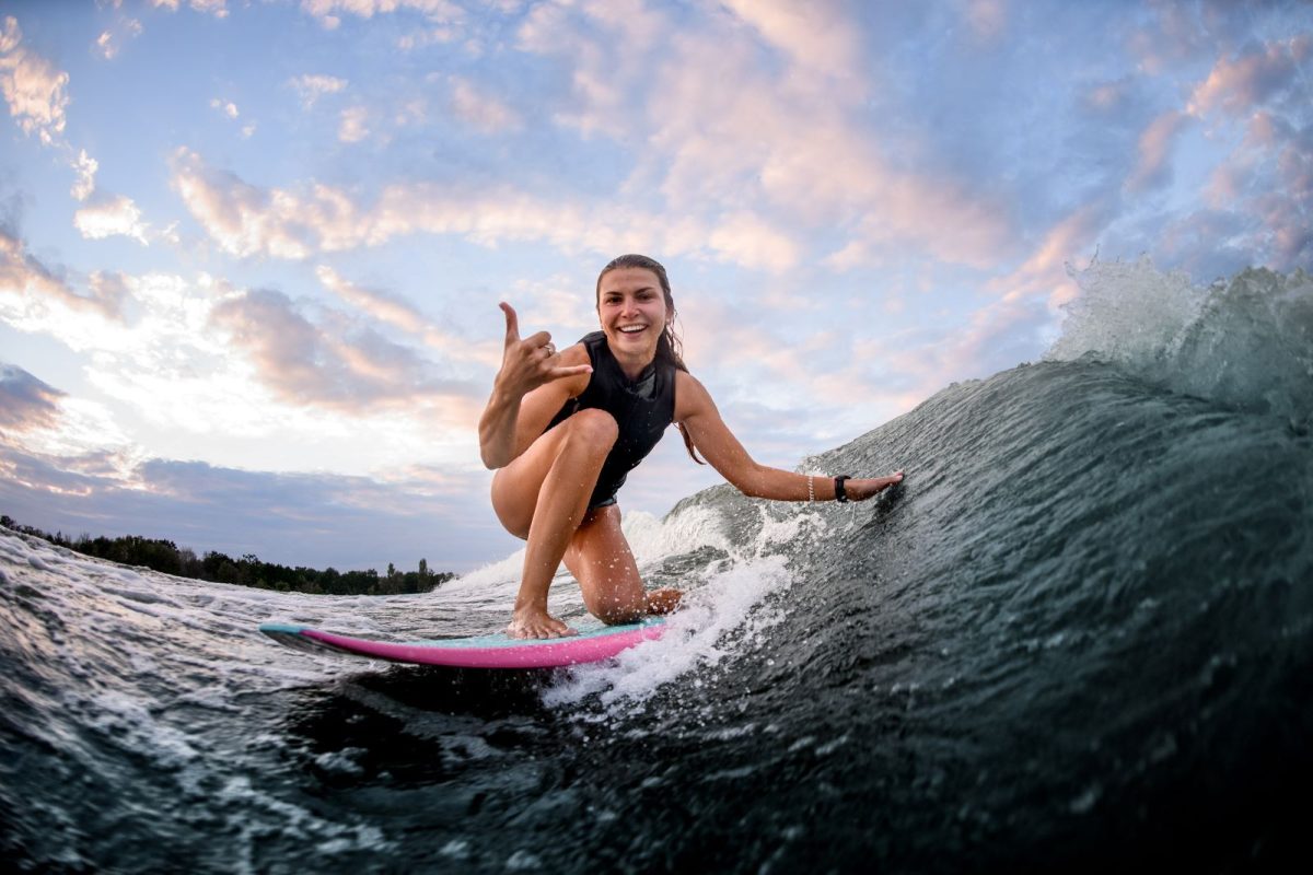 woman surfing