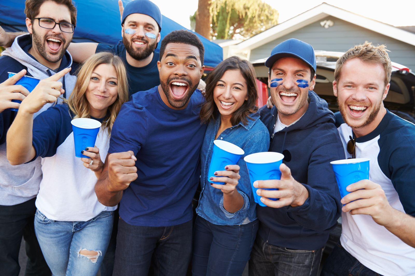 group of friends tailgating